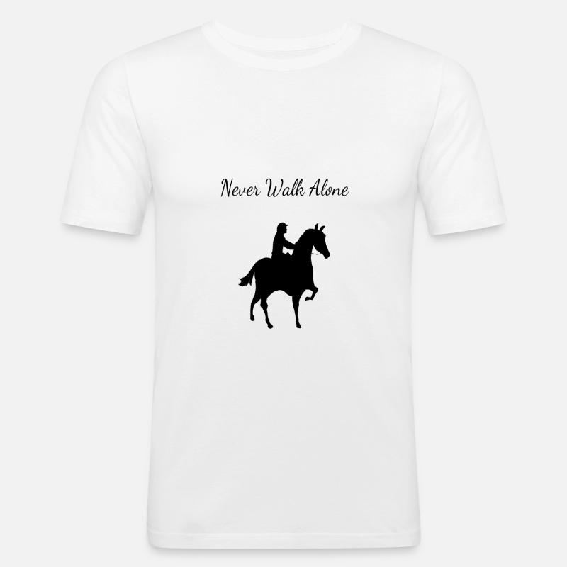Never Walk alone Pferd - Männer Slim Fit T-Shirt - Weiß
