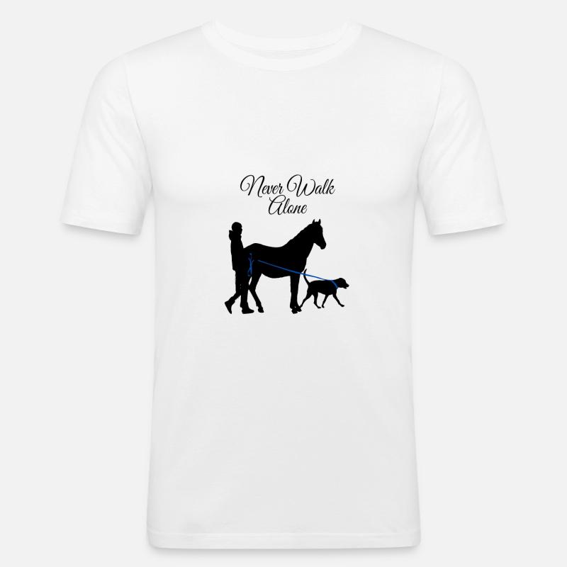 Never Walk Alone Hund Pferd - Männer Slim Fit T-Shirt - Weiß