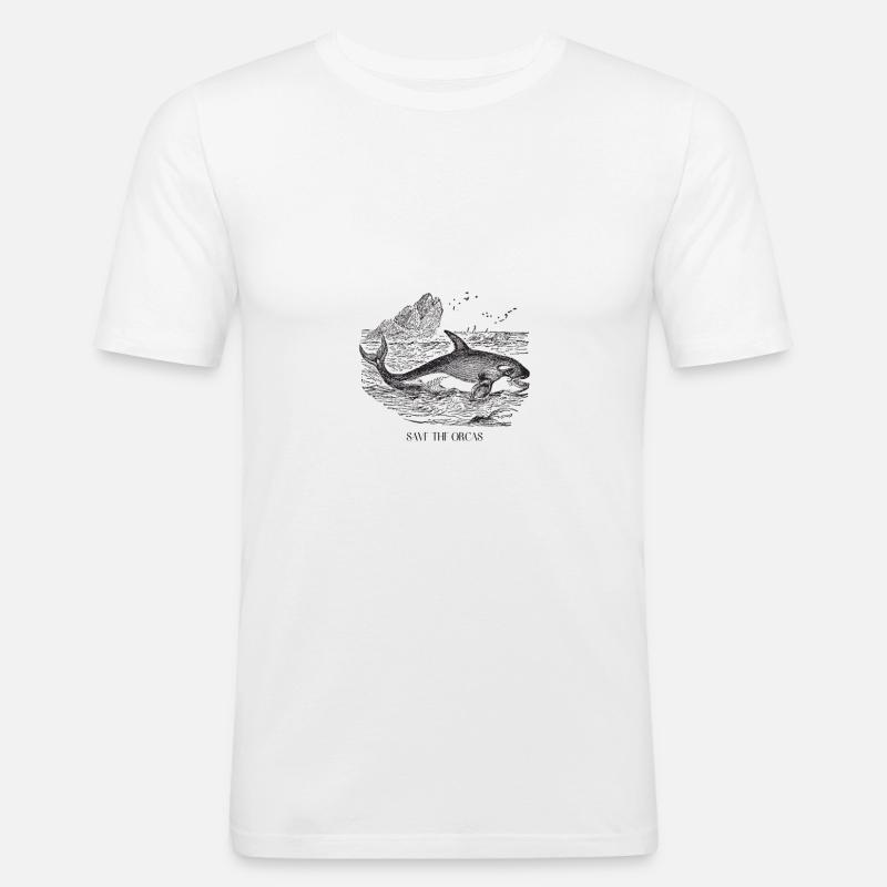 Save the Orcas Killerwal - Männer Slim Fit T-Shirt - Weiß