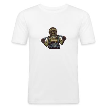 Astronaut Skelett Motorradfahrer - Männer Slim Fit T-Shirt - Weiß - Vorne - Nik (191cm)