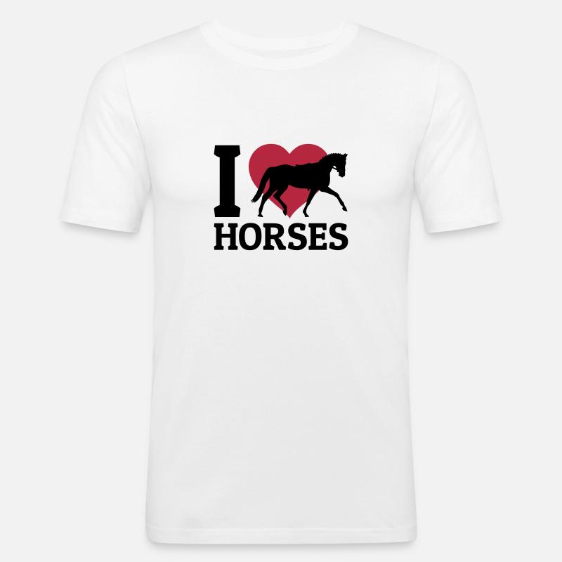 I love Horses Cavalli - Maglietta aderente da uomo - bianco
