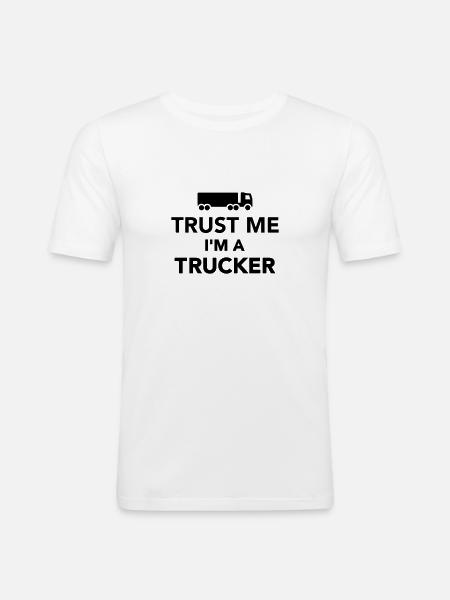 Trucker - Männer Slim Fit T-Shirt - Weiß