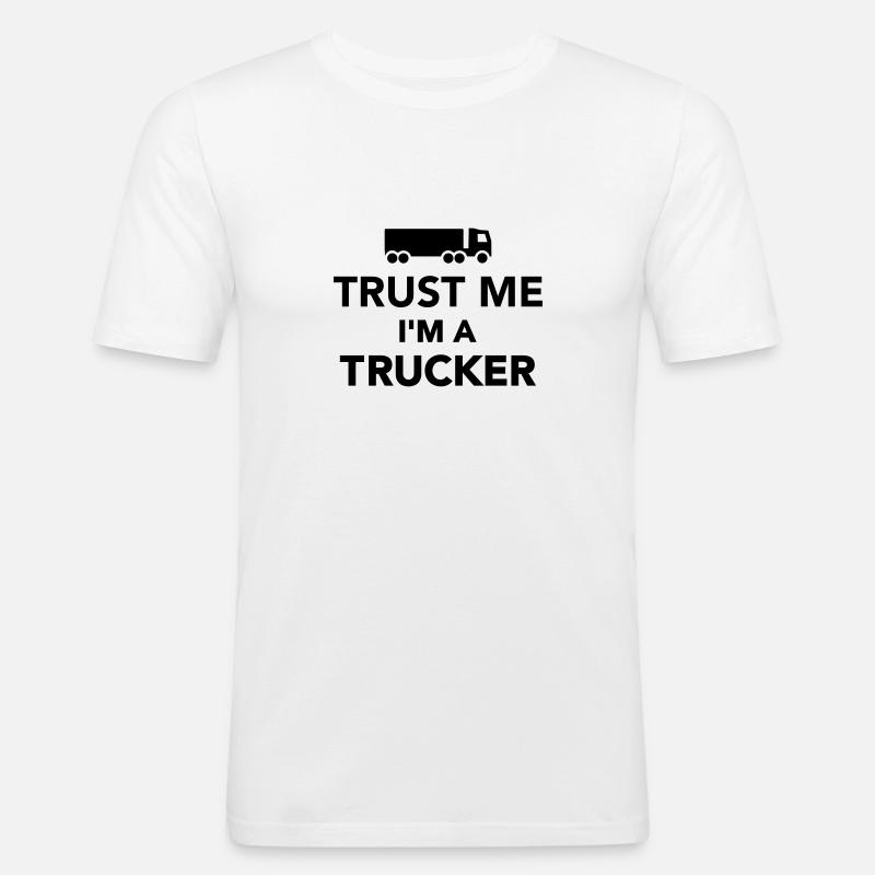 Trucker - Männer Slim Fit T-Shirt - Weiß