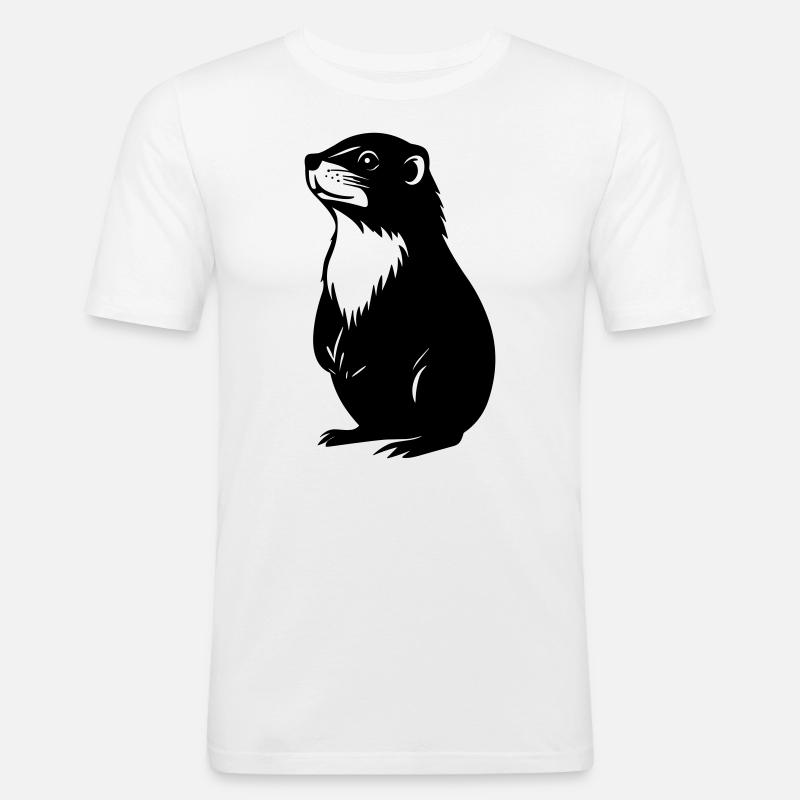 Murmeltier - Männer Slim Fit T-Shirt - Weiß