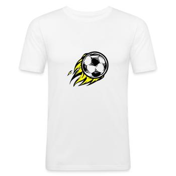Fussball Brennt Feuer - Männer Slim Fit T-Shirt - Weiß - Vorne - Nik (191cm)