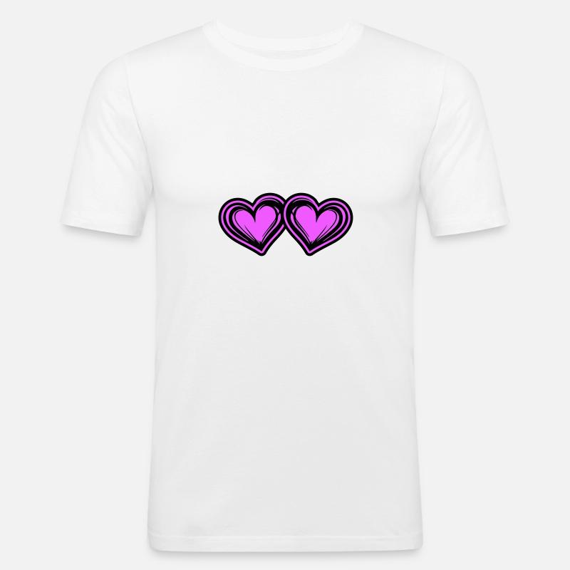 Herzen Symbol Ehe Liebe - Männer Slim Fit T-Shirt - Weiß
