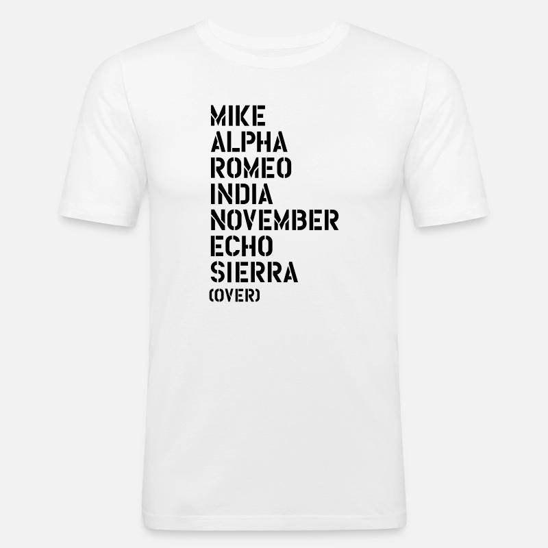 Mike Alpha Romeo India... over - MARINES - Männer Slim Fit T-Shirt - Weiß