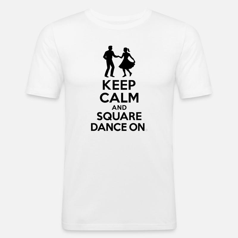 Keep Calm and Square Dance On - Männer Slim Fit T-Shirt - Weiß