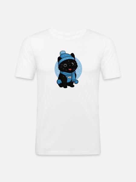 Cuddly Dog Winter Magic - Men's Slim Fit T-Shirt - white