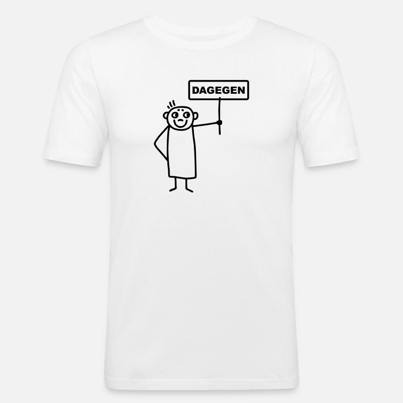 Männchen dagegen - Männer Slim Fit T-Shirt - Weiß