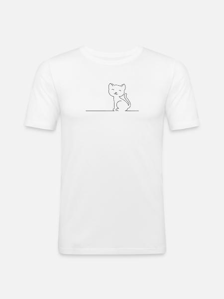 Cat Monoline - Men's Slim Fit T-Shirt - white