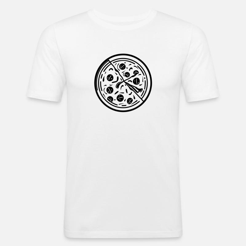 Pizza - Männer Slim Fit T-Shirt - Weiß