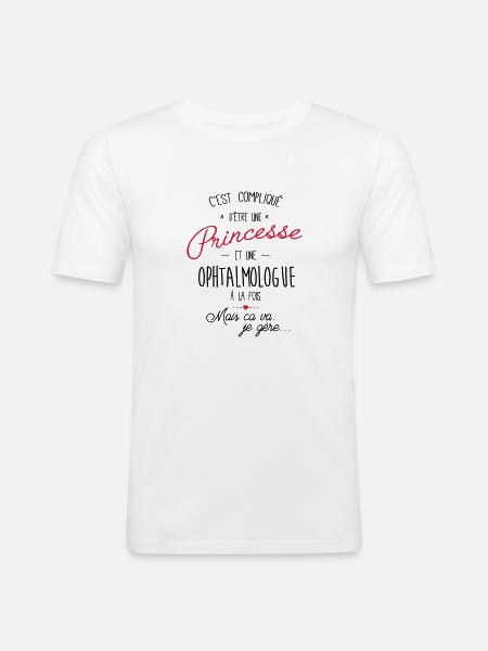 princesse et ophtalmologue - T-shirt près du corps Homme - blanc