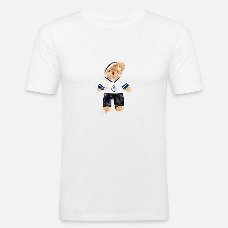 teddy bear sailor - Männer Slim Fit T-Shirt - Weiß