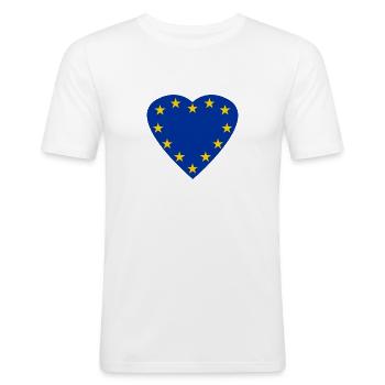 Étoiles de l'UE en forme de cœur Europe Union européenne - T-shirt près du corps Homme - blanc - Devant - Nik (191cm)