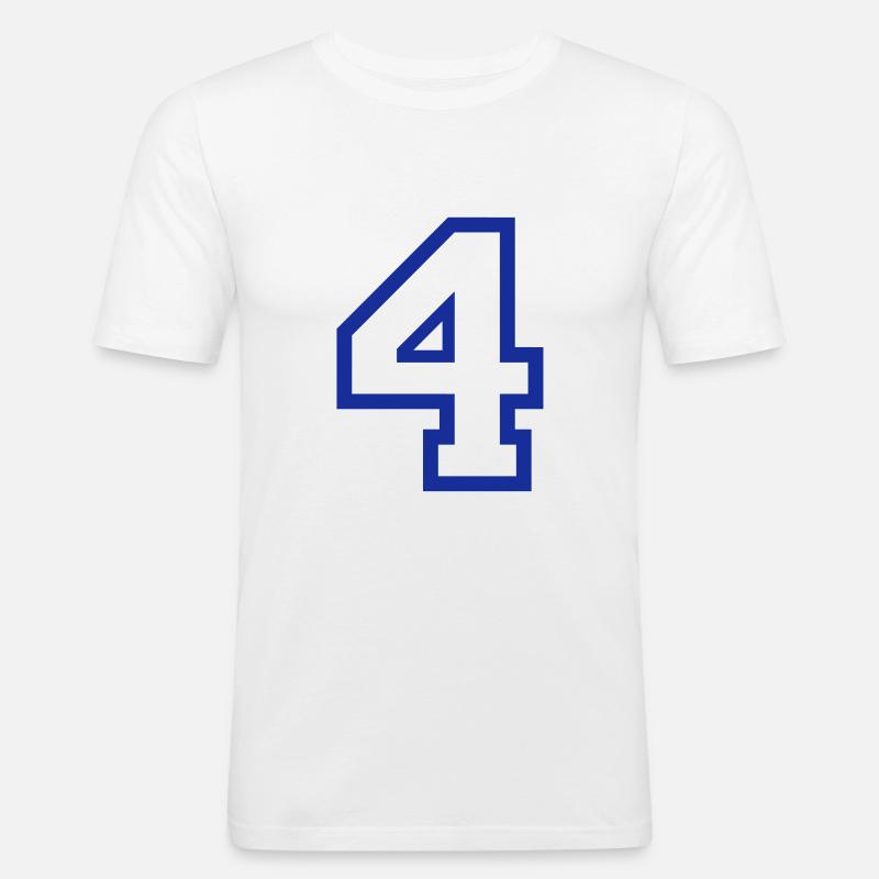 DIE NUMMER VIER - 4 - Männer Slim Fit T-Shirt - Weiß