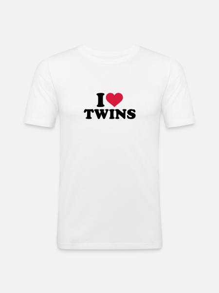 Zwillinge - Männer Slim Fit T-Shirt - Weiß