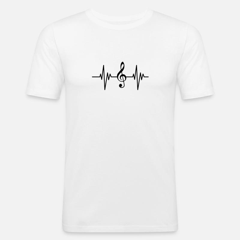 Treble Clef Pulse - Männer Slim Fit T-Shirt - Weiß
