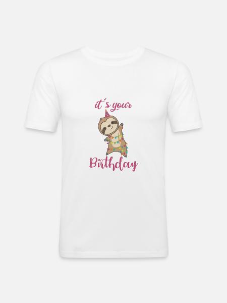 happy birthday wishes to you sloth sweet - Men's Slim Fit T-Shirt - white