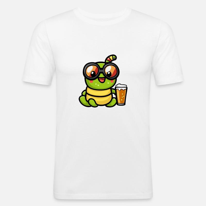 Wurm Apres Ski Bier Comic - Männer Slim Fit T-Shirt - Weiß
