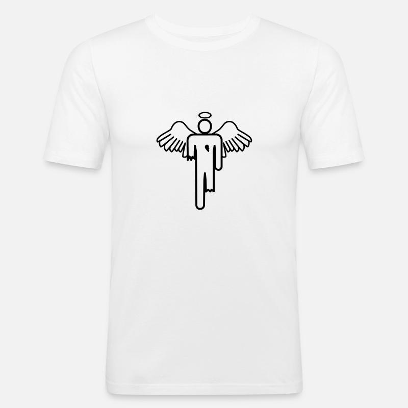 Gebrochener Engel Strichmännchen - Männer Slim Fit T-Shirt - Weiß