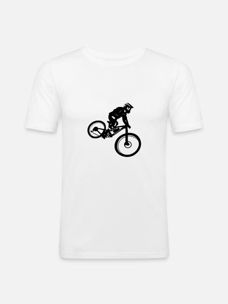 Vélo de descente, cyclisme, VTT - T-shirt près du corps Homme - blanc