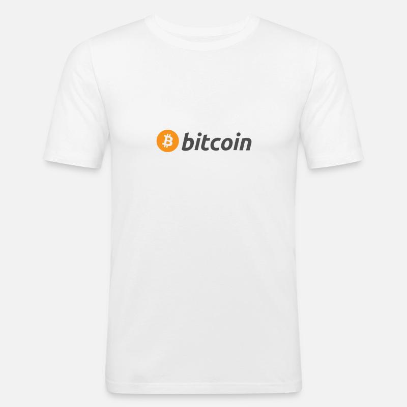 BTC Logo – Bitcoin Symbol - Männer Slim Fit T-Shirt - Weiß