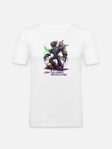 Join the Robot Revolution! - Men's Slim Fit T-Shirt - white