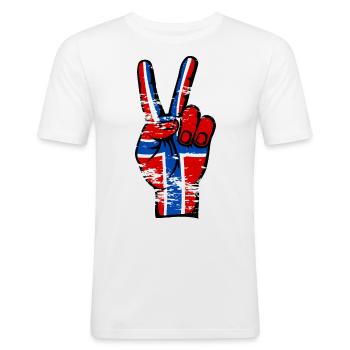 Drapeau de la Norvège Paix Victoire Symbole utilisé - T-shirt près du corps Homme - blanc - Devant - Nik (191cm)