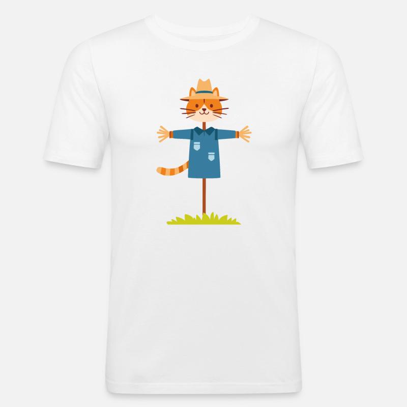 Vogelscheuche Katze - Männer Slim Fit T-Shirt - Weiß