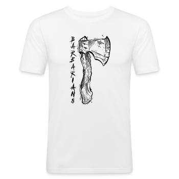 Hatchet sketch weapon Viking Barbarians - Men's Slim Fit T-Shirt - white - Front - Nik (191cm)