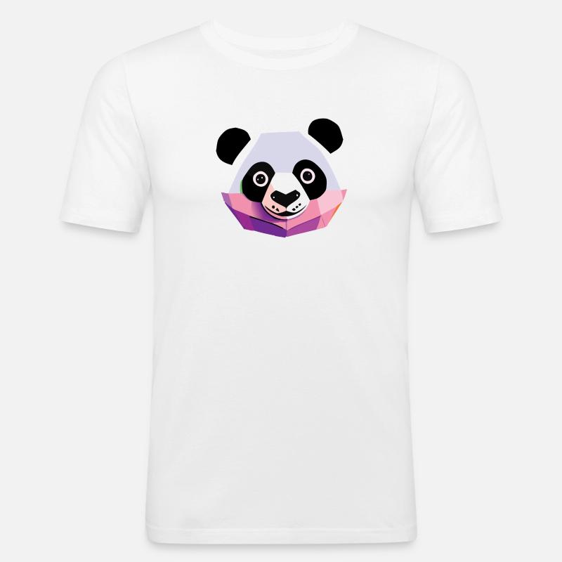 Panda Low Poly - Men's Slim Fit T-Shirt - white