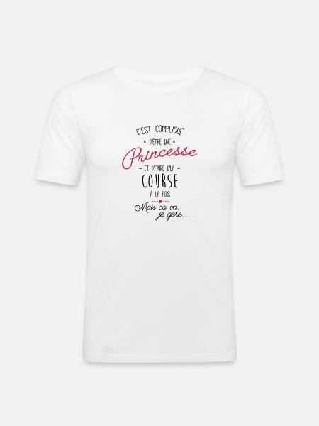 Princesse et Course - T-shirt près du corps Homme - blanc