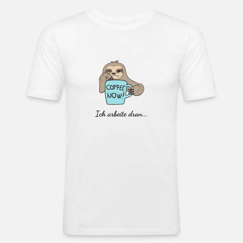 Faultier - Ich arbeite dran... - Männer Slim Fit T-Shirt - Weiß