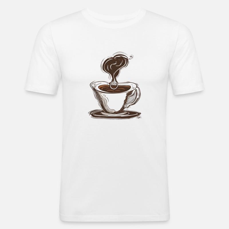 Kaffeetasse - Männer Slim Fit T-Shirt - Weiß