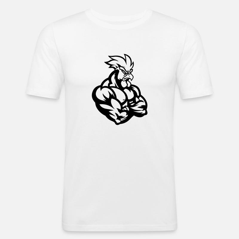 Hahn Comic - Männer Slim Fit T-Shirt - Weiß