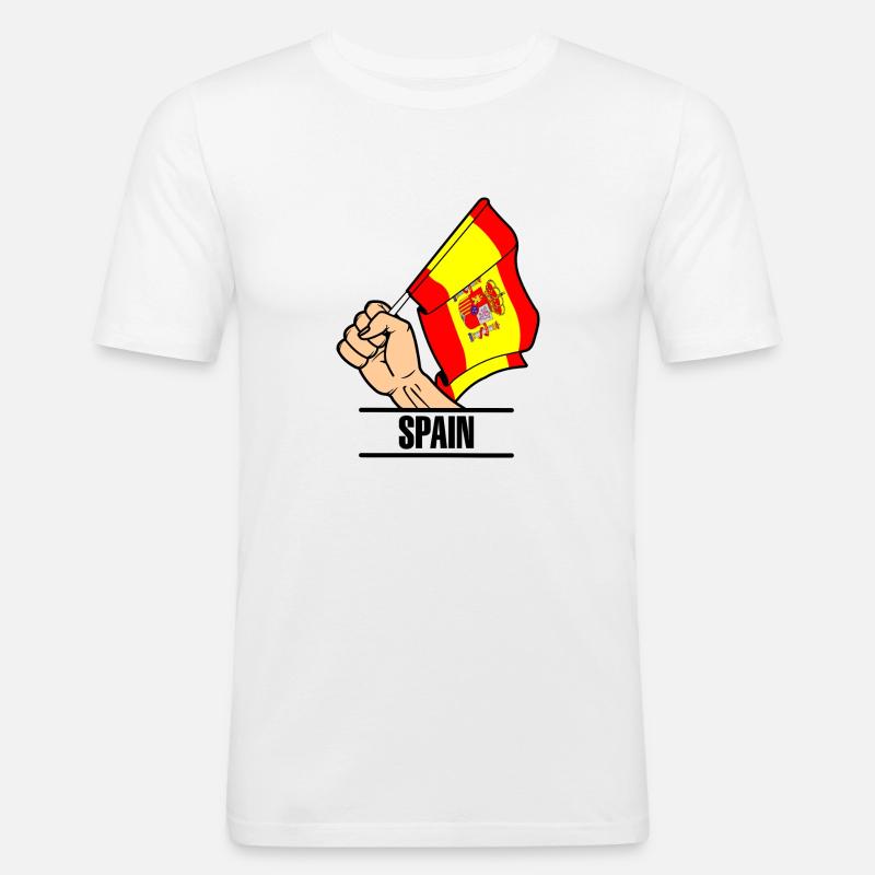Flagge spanien faust text spanien - Männer Slim Fit T-Shirt - Weiß