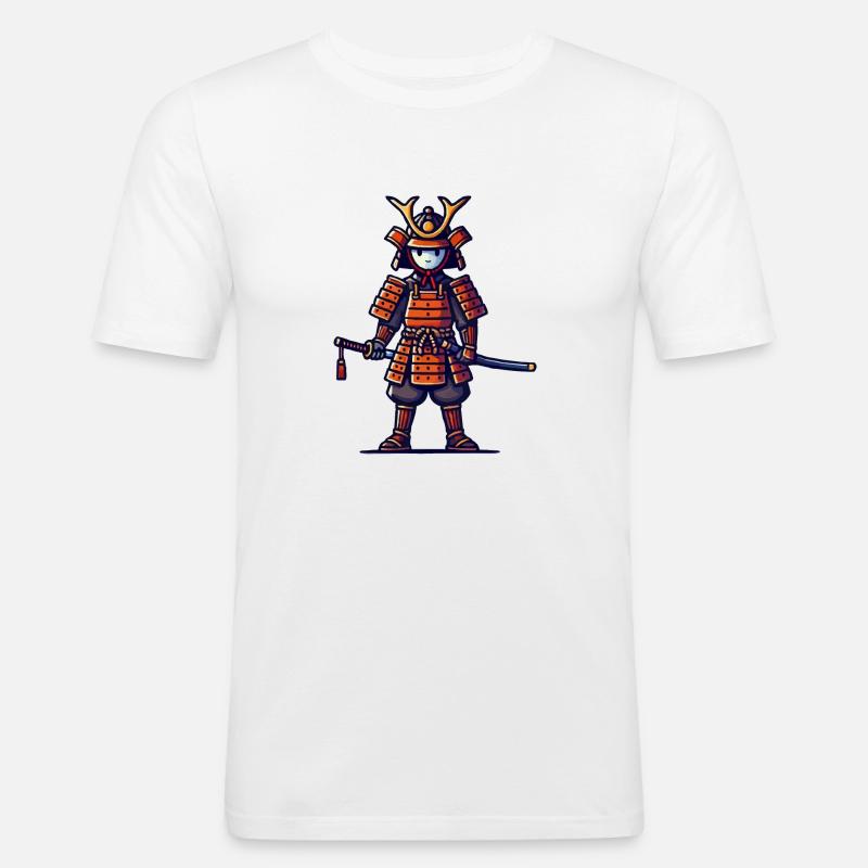 Samurai Comic - Männer Slim Fit T-Shirt - Weiß