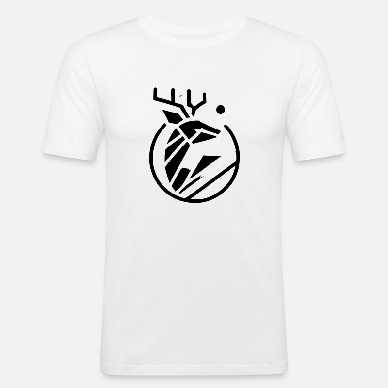 Hirsch - Männer Slim Fit T-Shirt - Weiß