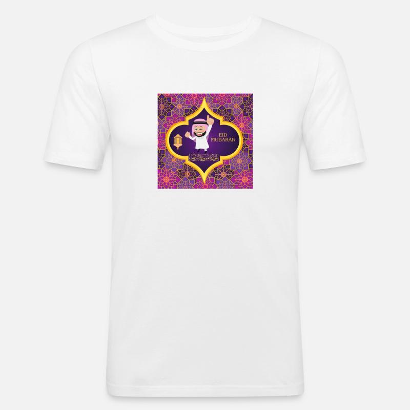 Ramadan, Eid Mubarak - Männer Slim Fit T-Shirt - Weiß