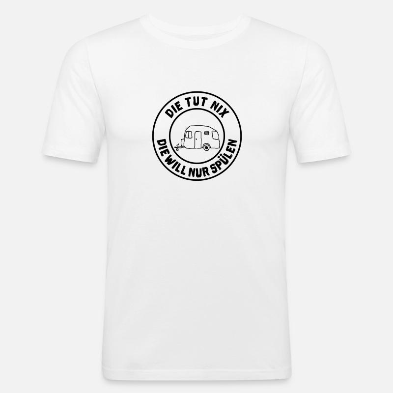 die tut nix wohnwagen - Männer Slim Fit T-Shirt - Weiß