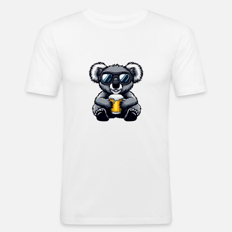 Koala Apres Ski Bier Comic - Männer Slim Fit T-Shirt - Weiß