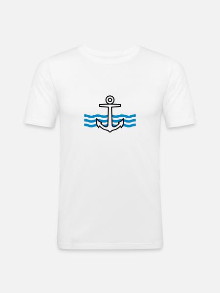 Ancre - T-shirt près du corps Homme - blanc