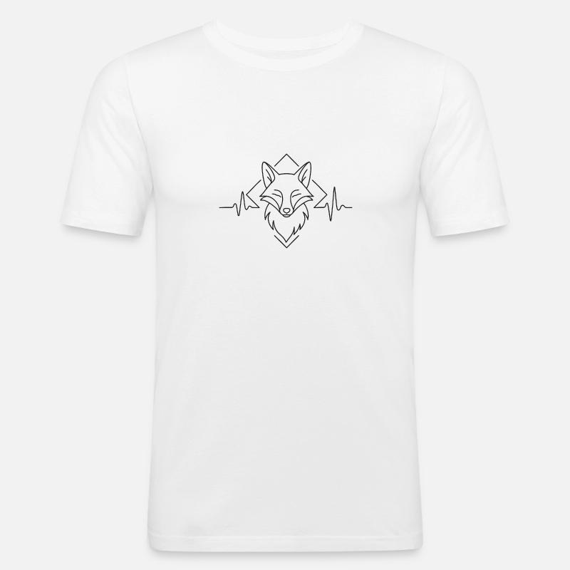 Fox Vibes - Line Art Fuchs - Männer Slim Fit T-Shirt - Weiß