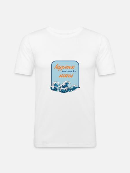 happiness comes in waves - Men's Slim Fit T-Shirt - white