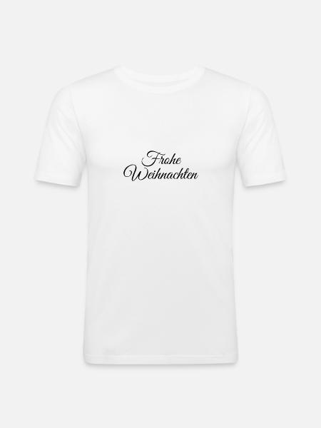 Frohe Weihnachten Kalligraphie - Männer Slim Fit T-Shirt - Weiß