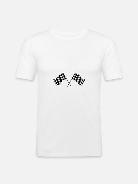 Drapeaux d'arrivée - T-shirt près du corps Homme - blanc
