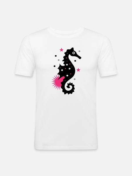 Seepferdchen - Männer Slim Fit T-Shirt - Weiß