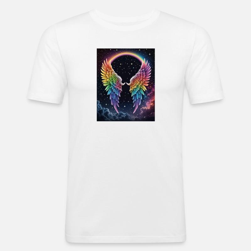 Regenbogenflug im Kosmos - Männer Slim Fit T-Shirt - Weiß