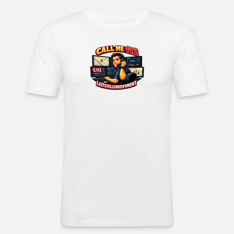 Call Me 112 Leitstellendisponent - Männer Slim Fit T-Shirt - Weiß